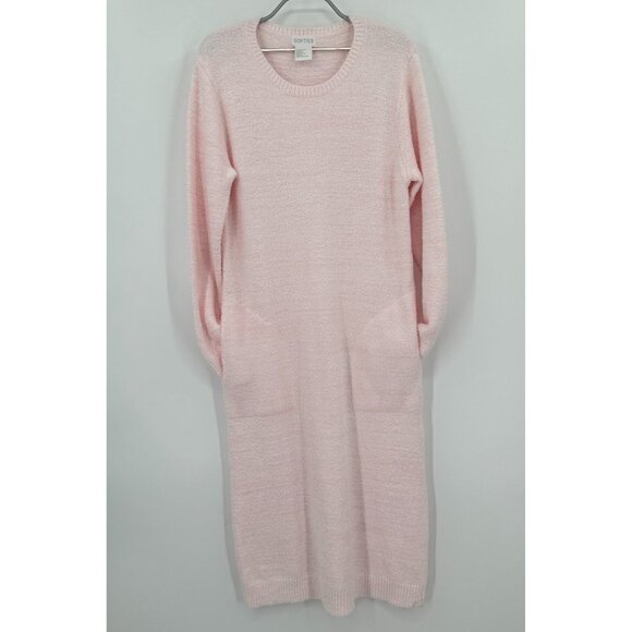 Softies Marshmallow Crew Neck Lounger Pajama Gown w Pockets sz S/M Blush Pink* - Picture 2 of 9